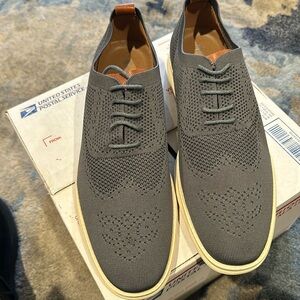 Golaiman Oxford Gray Woven Fabric Lace Up Casual